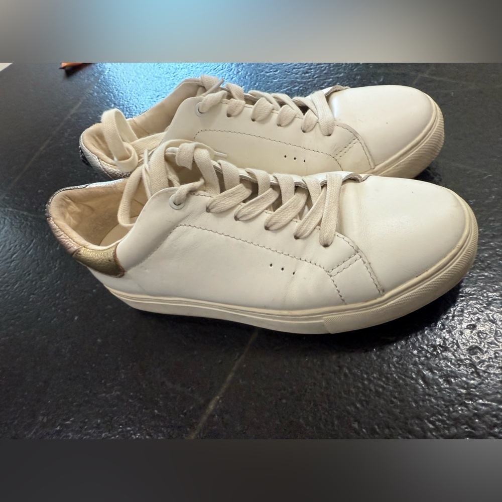 KURT GEIGER LONDON White Leather Sneakers w Studs & Brass Eagle Head  39 - Picture 4 of 10